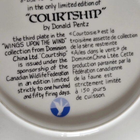 Vintage Dominion China 1986 Courtship Limited Edition Collector Plate #5910C - Picture 5 of 5